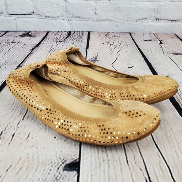 Yosi Samra Suede Polka-dot Ballet Flats Sz 8